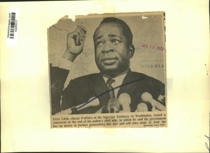 Load image into Gallery viewer, 1970 Press Photo Peter Udoh, Nigerian Embassy Speaker in Washington, D.C.

