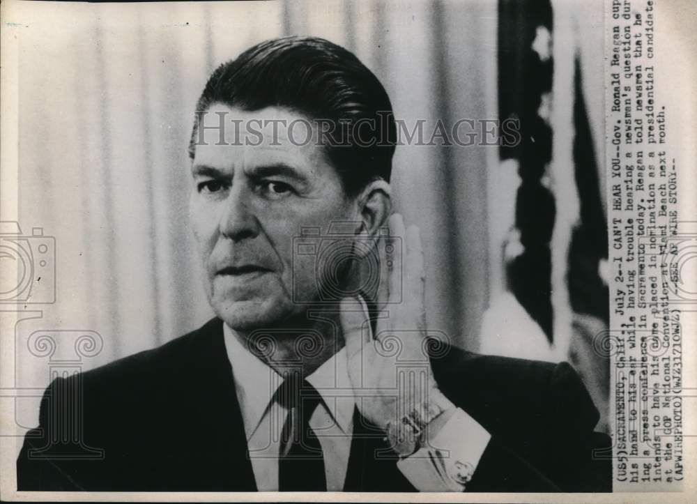 1968 Press Photo Gov. Ronald Reagan at Press Conference in Sacramento- Historic Images