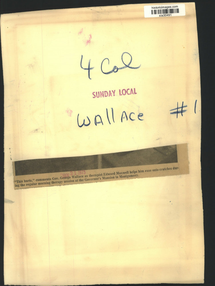 1973 Press Photo Governor George Wallace with Physical Therapist in Montgomery