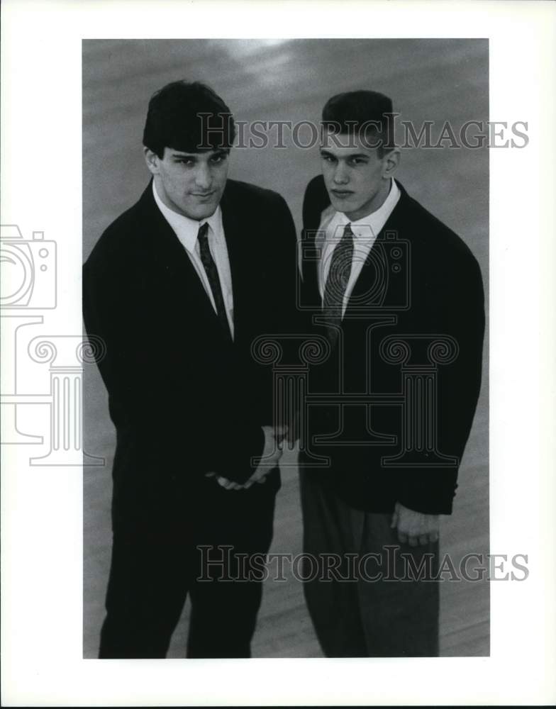 Press Photo Wagner College wrestlers Dan Sanchez and Joe Burke - sia31714- Historic Images