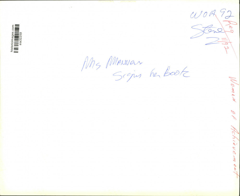 1992 Press Photo Miss Manners signs her books at Women of Achievement luncheon