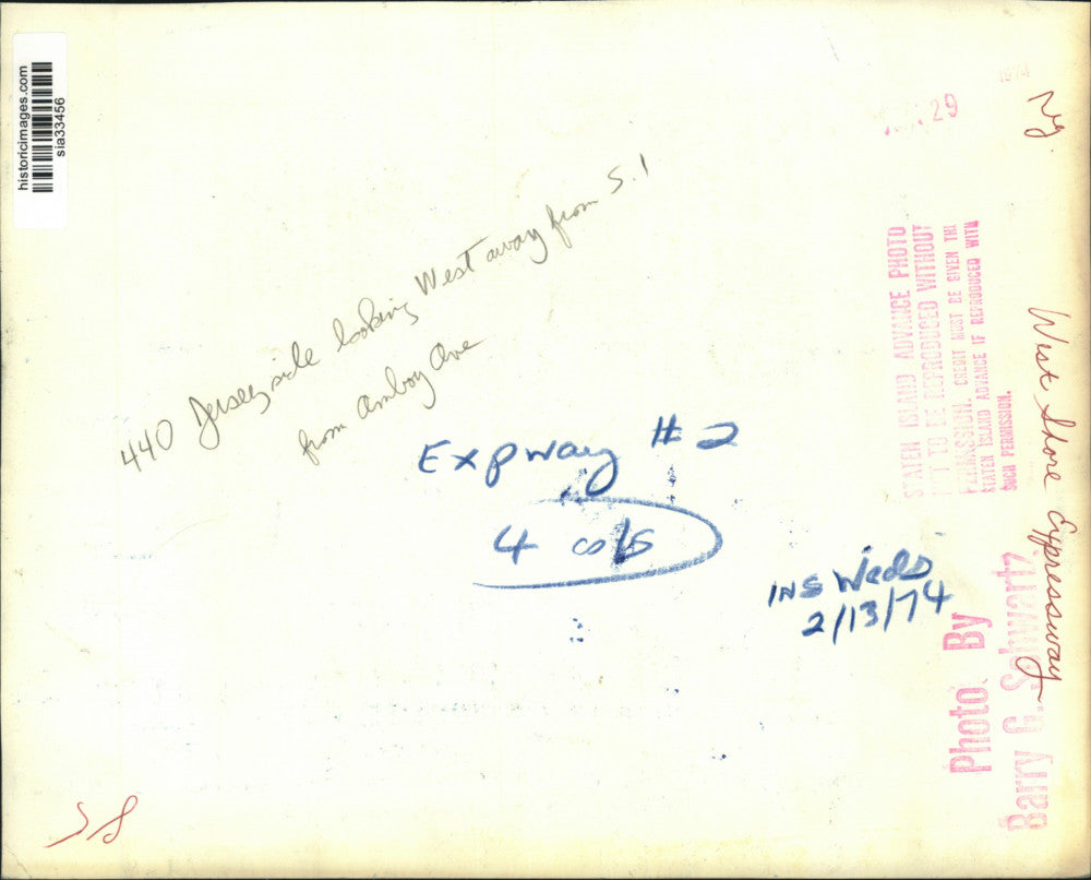 1974 Press Photo Route 440 on New Jersey Side Looking West From Amboy Avenue