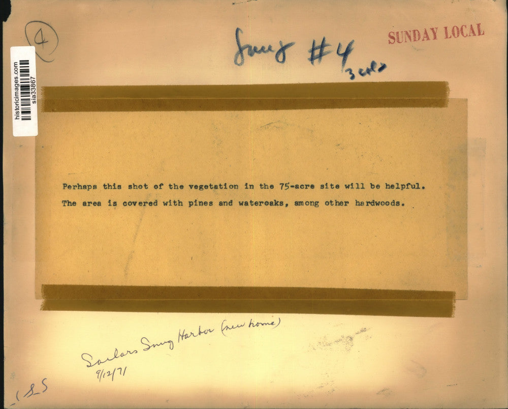 1971 Press Photo New Site for Sailors Snug Harbor Cover with Pines and Hardwoods