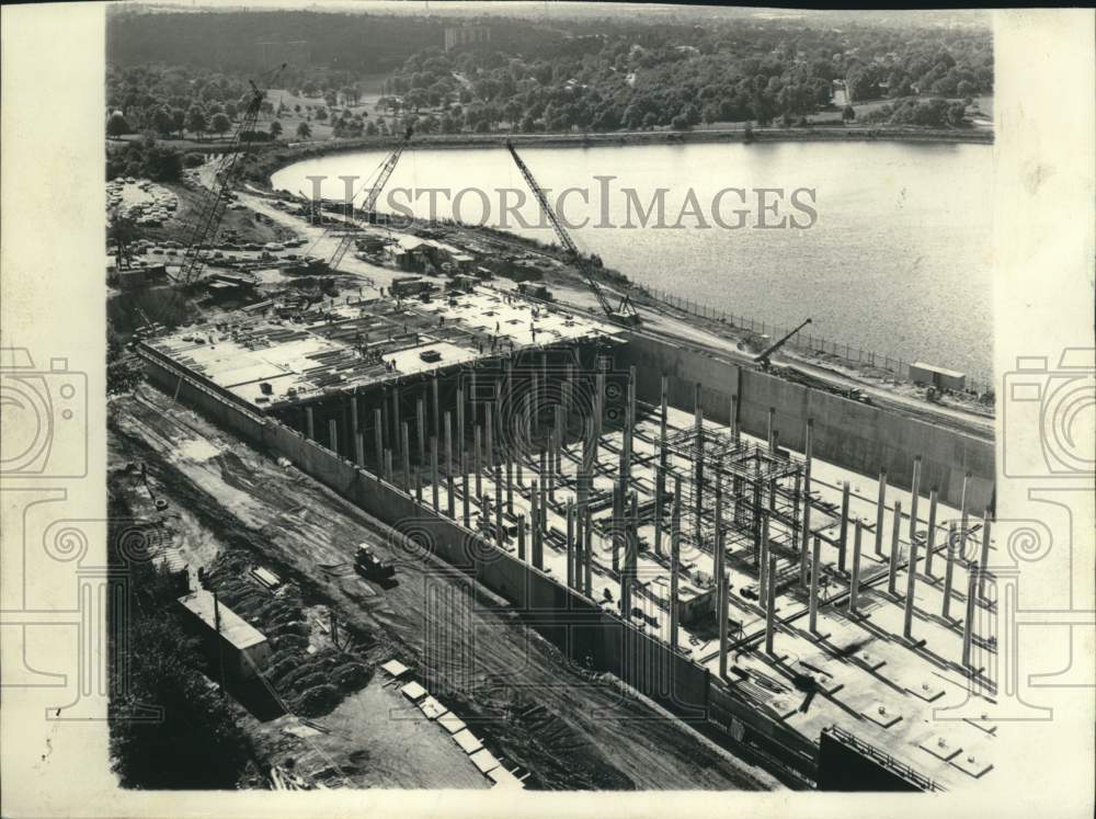 1969 Press Photo Aerial View of Water Supply Construction at Silver Lake Park- Historic Images