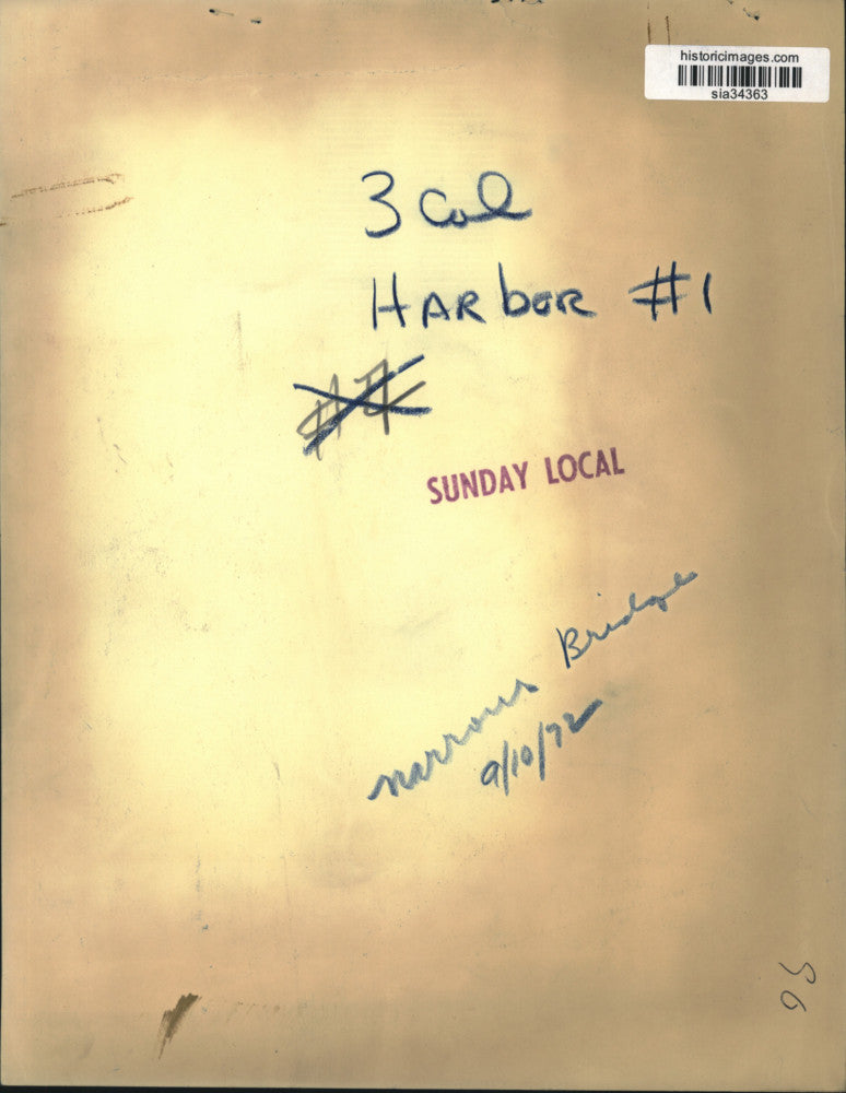 1972 Press Photo Foggy View of New York Bay Under Verrazano-Narrows Bridge