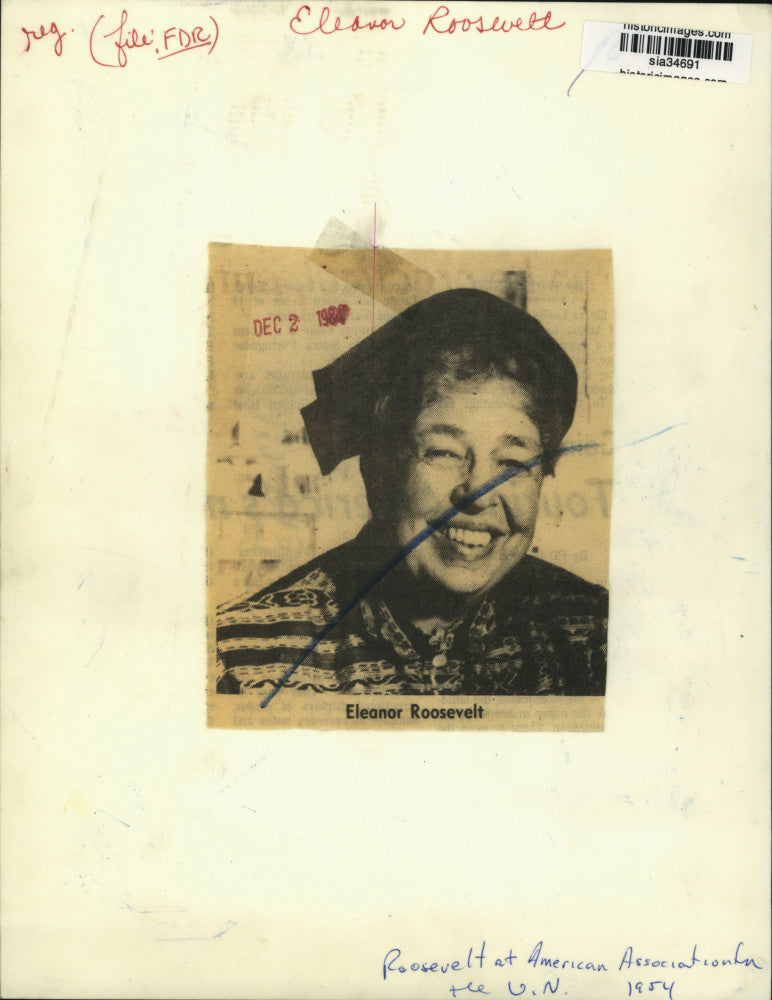 1954 Press Photo Eleanor Roosevelt at the American Association of United Nations