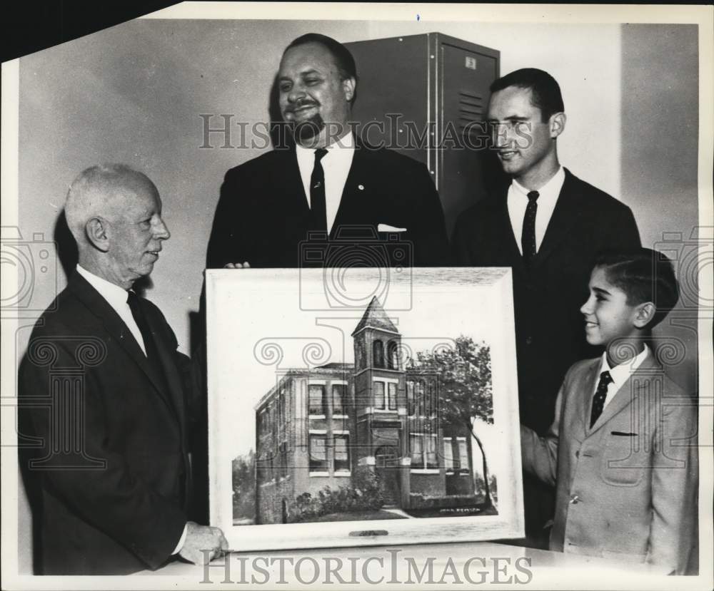 1966 Press Photo Concord School Principal and Officials at Painting Presentation- Historic Images