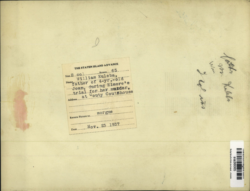 1937 Press Photo William Kubela, Murdered Child's Father, at Murderer's Trial