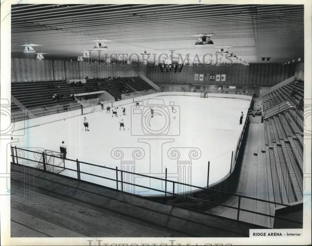 1967 Press Photo Ice Hockey Game Played in Ridge Arena, Braintree, Massachusetts- Historic Images