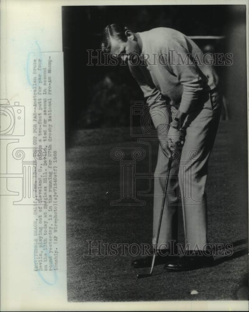 1968 Press Photo Golfer Bruce Devlin plays the Crosby National Pro-Am- Historic Images