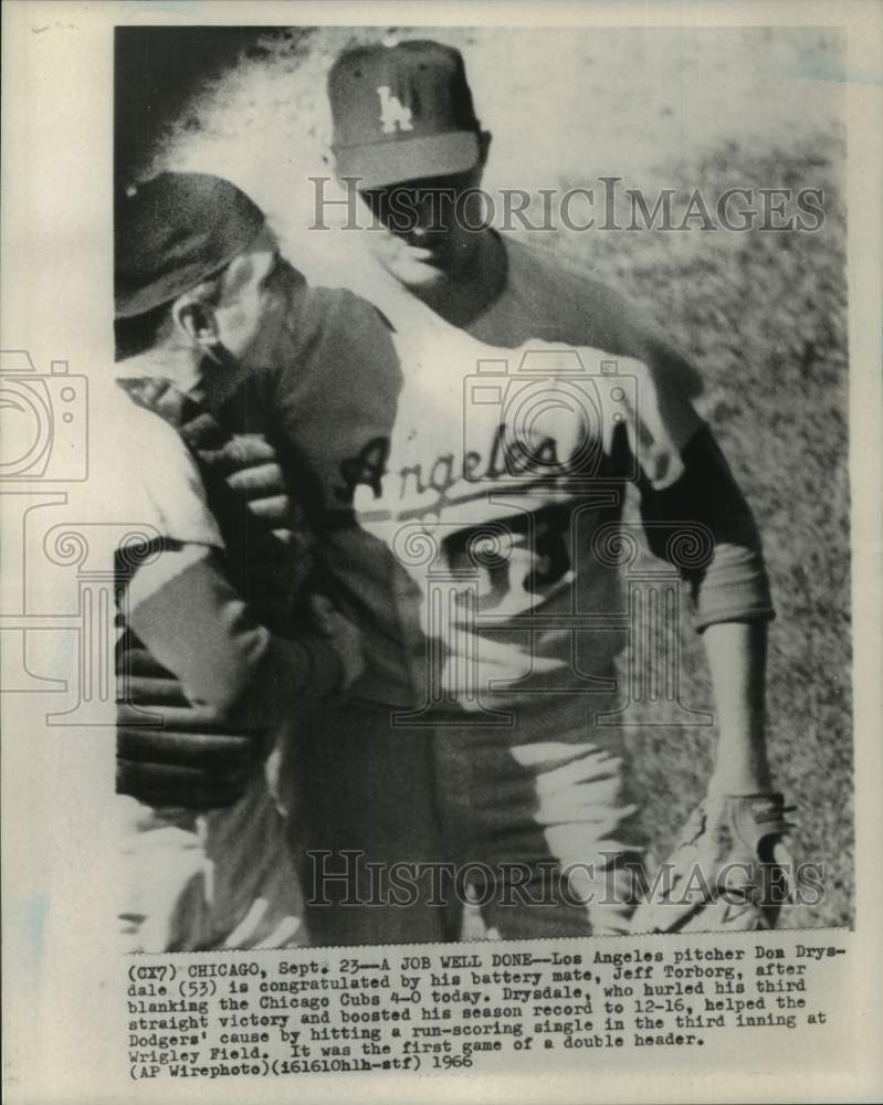 1966 Press Photo Los Angeles Dodgers baseball players Don Drysdale, Jeff Torborg- Historic Images