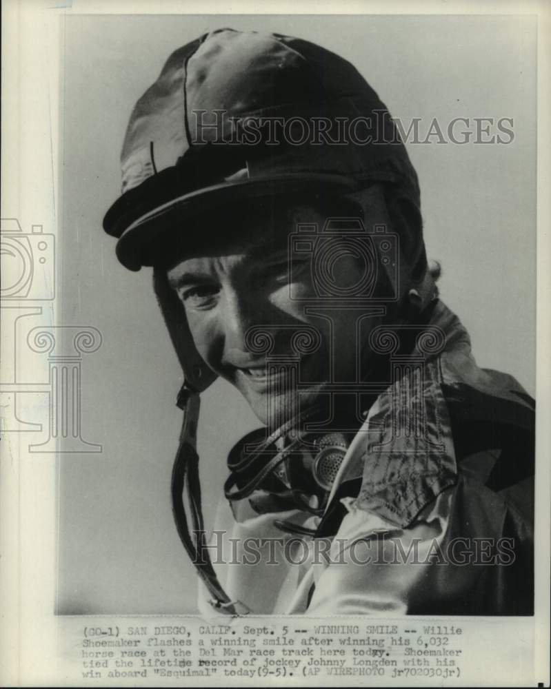 Press Photo Horse racing jockey Willie Shoemaker at Del Mar in San Diego- Historic Images