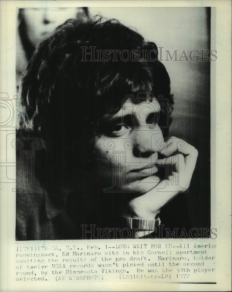 1972 Press Photo Cornell college football player Ed Marinaro in Ithaca, New York- Historic Images