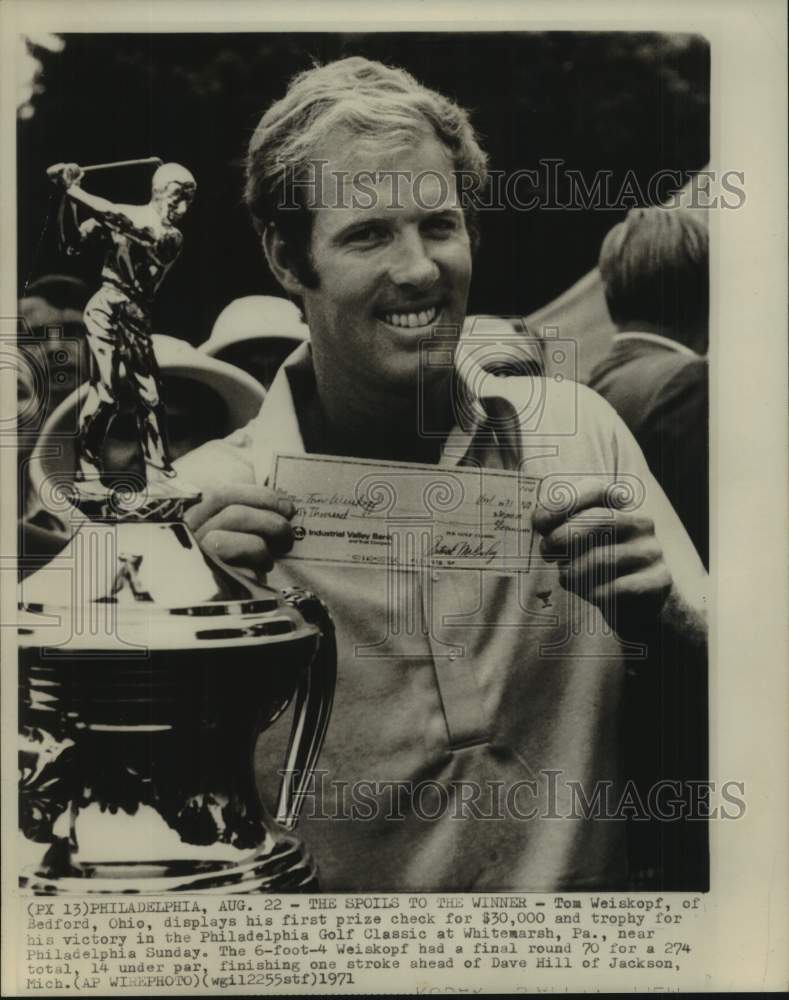 1971 Press Photo Golfer Tom Weiskopf after winning the Philadelphia Golf Classic- Historic Images