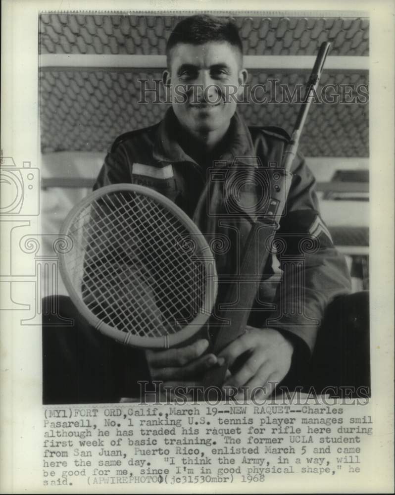 1968 Press Photo Pro tennis player and American soldier Charles Pasarell- Historic Images