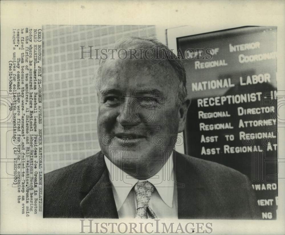 1970 Press Photo American League baseball president Joe Cronin in Boston- Historic Images