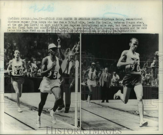 1966 Press Photo Distance runners Kipchoge Keino and Jim Grelle in Los Angeles- Historic Images