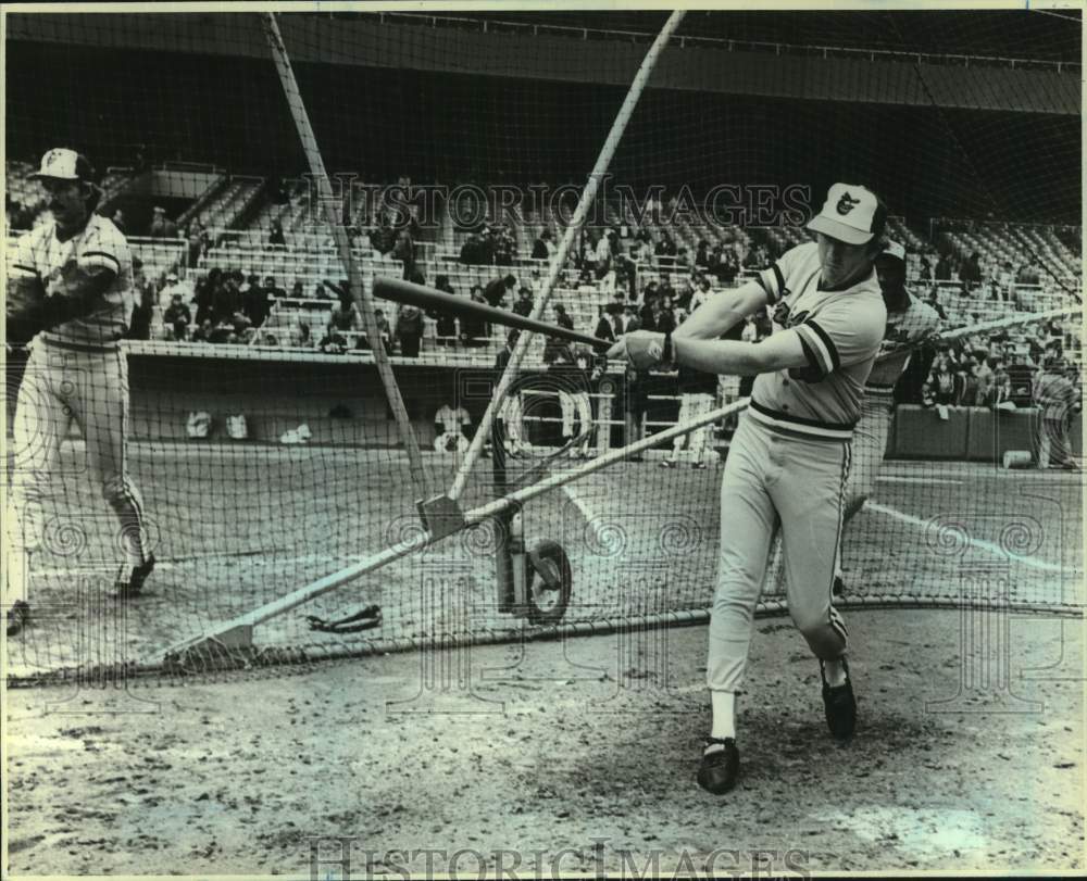 1979 Press Photo Baltimore Orioles baseball player Terry Crowley in batting cage- Historic Images