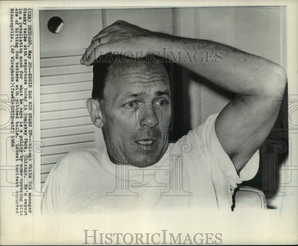 1966 Press Photo Chicago White Sox baseball manager Eddie Stanky at Comiskey- Historic Images