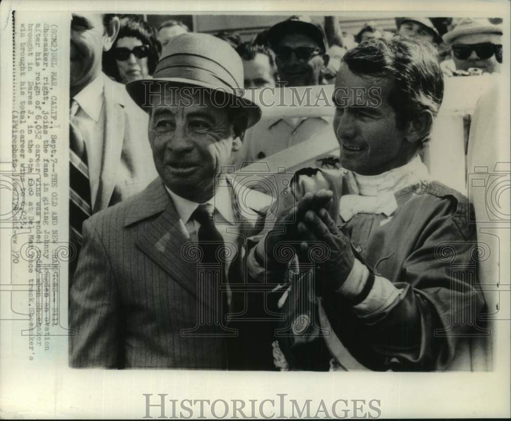 1970 Press Photo Horse racing jockeys Willie Shoemaker and Johnny Longden- Historic Images