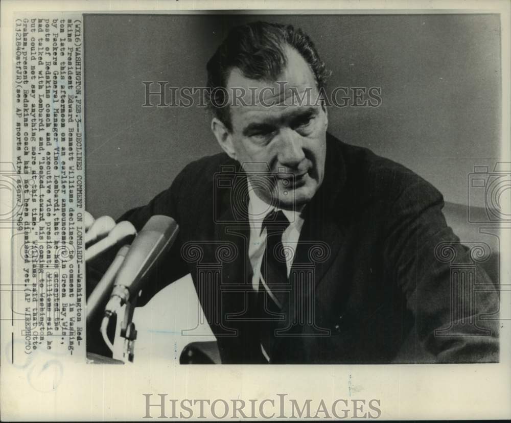 1969 Press Photo Washington Redskins football president Edward Bennett- Historic Images