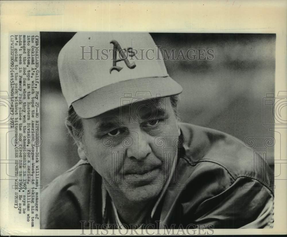 1971 Press Photo Oakland A&#39;s baseball manager Dick Williams - sis01364- Historic Images