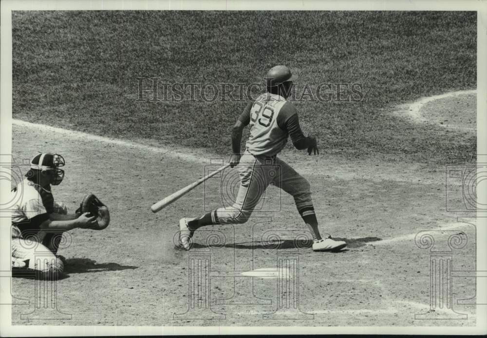 Press Photo Oakland Athletics baseball player Frank Fernandez at bat - sis01428- Historic Images