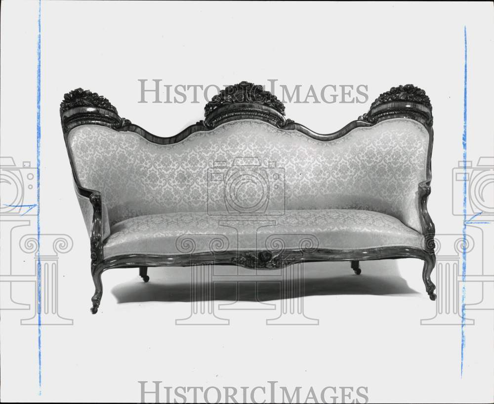 1979 Press Photo Antique Parlor Furniture Rosewood Sofa by John Belter- Historic Images