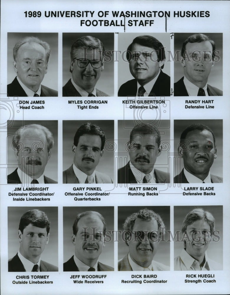 1989 Press Photo University of Washington Huskies Football staff - spa33560- Historic Images
