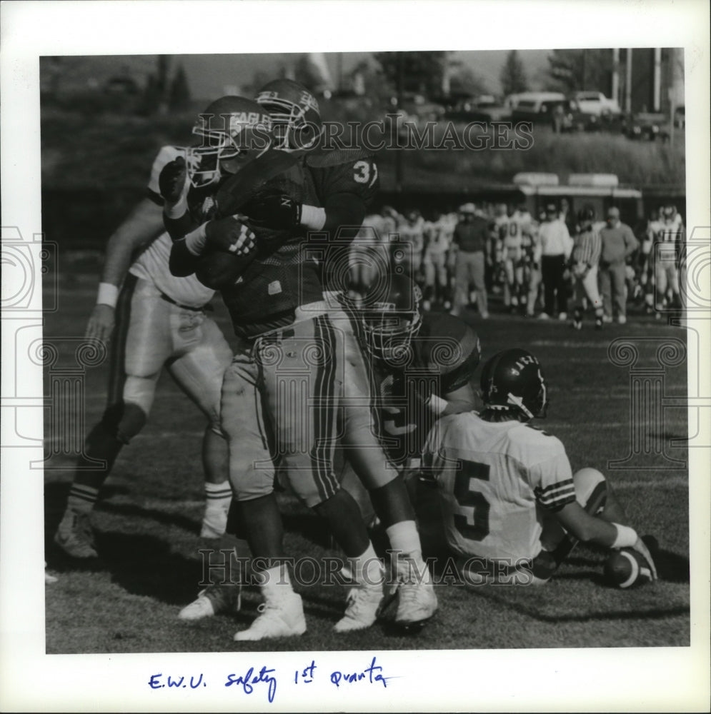 1989 Press Photo Football College EWU defense celebrates - spa34620- Historic Images