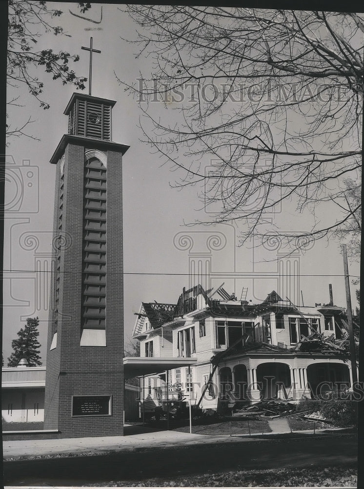 1958 Press Photo Construction -Educational unit of new Emmanuel Lutheran Church- Historic Images