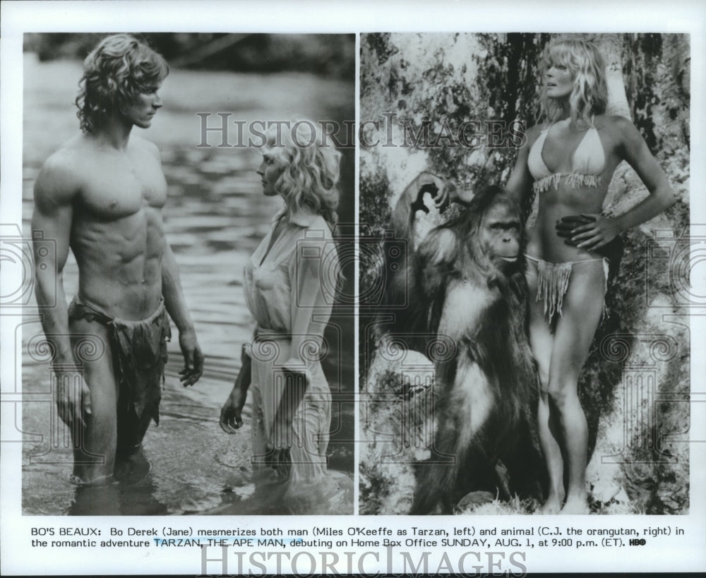 1982 Press Photo Bo Derek, Miles O'Keefe star in "Tarzan, The Ape Man"- Historic Images