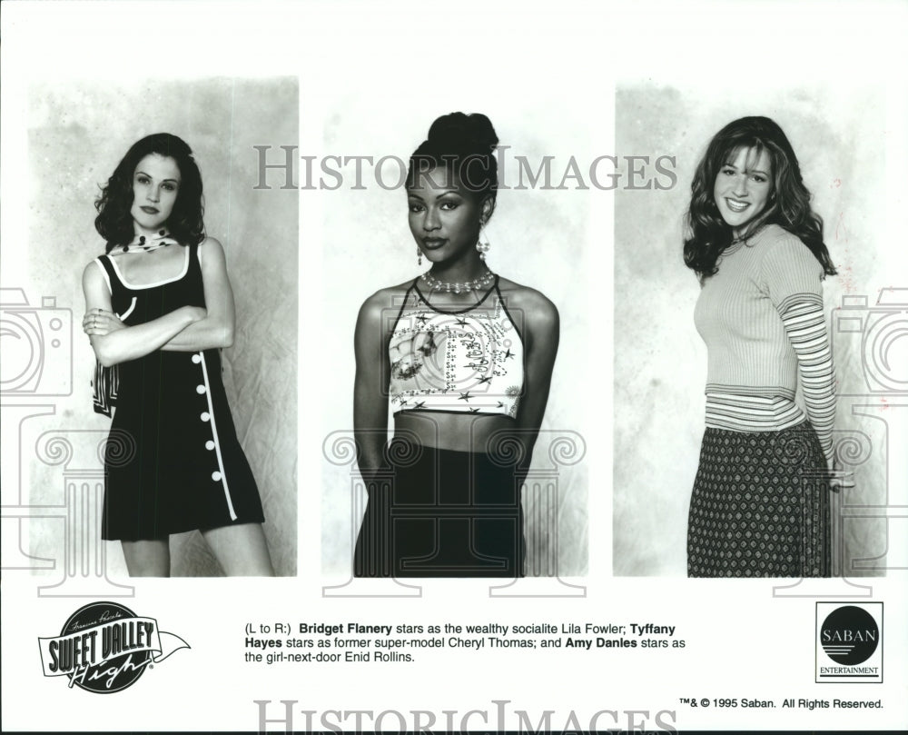 1995 Press Photo Bridget Flanery, Tyffany Hayes, Amy Danles in Sweet Valley High- Historic Images