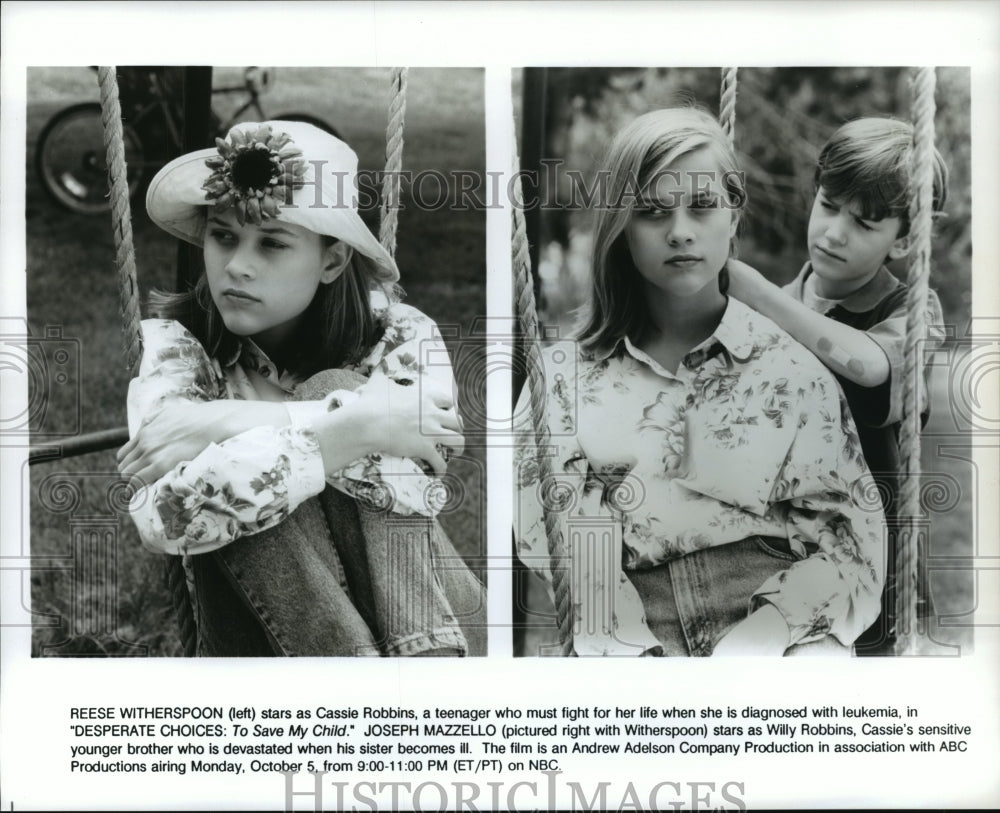 1992 Press Photo Resse Witherspoon in "Desperate Choices: To Save My Child"- Historic Images