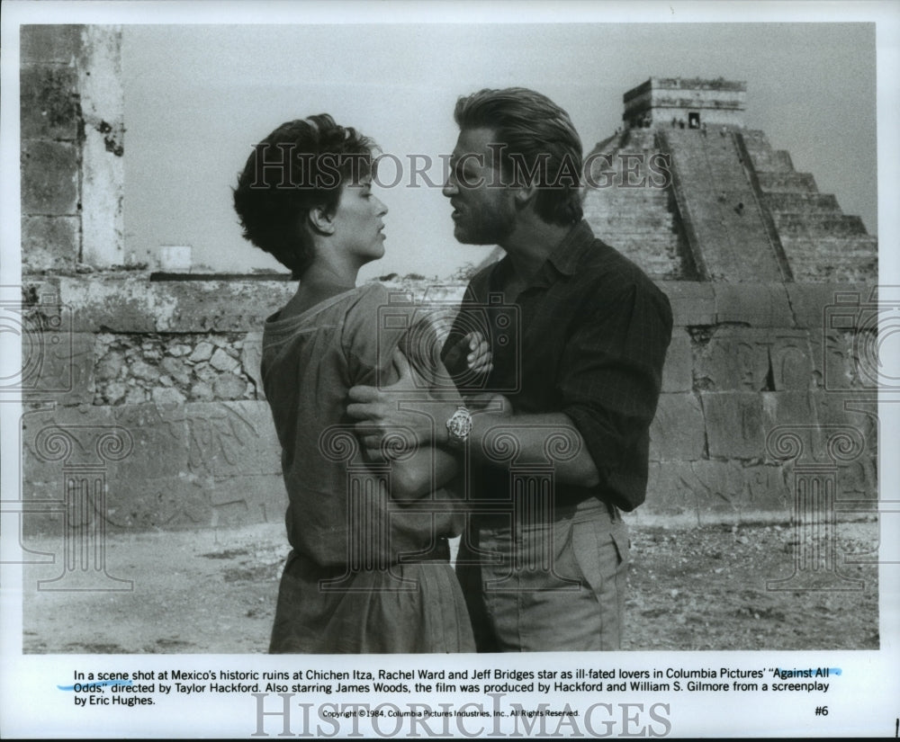 1984 Press Photo Rachel Ward &amp; Jeff Bridges as lovers in &quot;Against All Odds&quot;- Historic Images