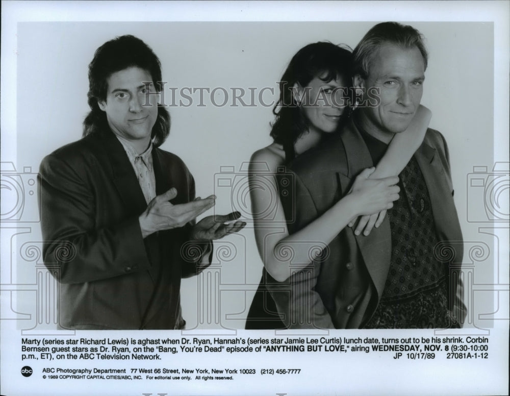 1989 Press Photo Actor Richard Lewis with co-stars on Anything But Love Show- Historic Images