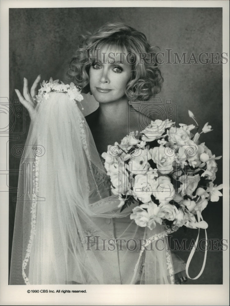 1990 Press Photo Actress Donna Mills in The World&#39;s Oldest Living Bridesmaid- Historic Images