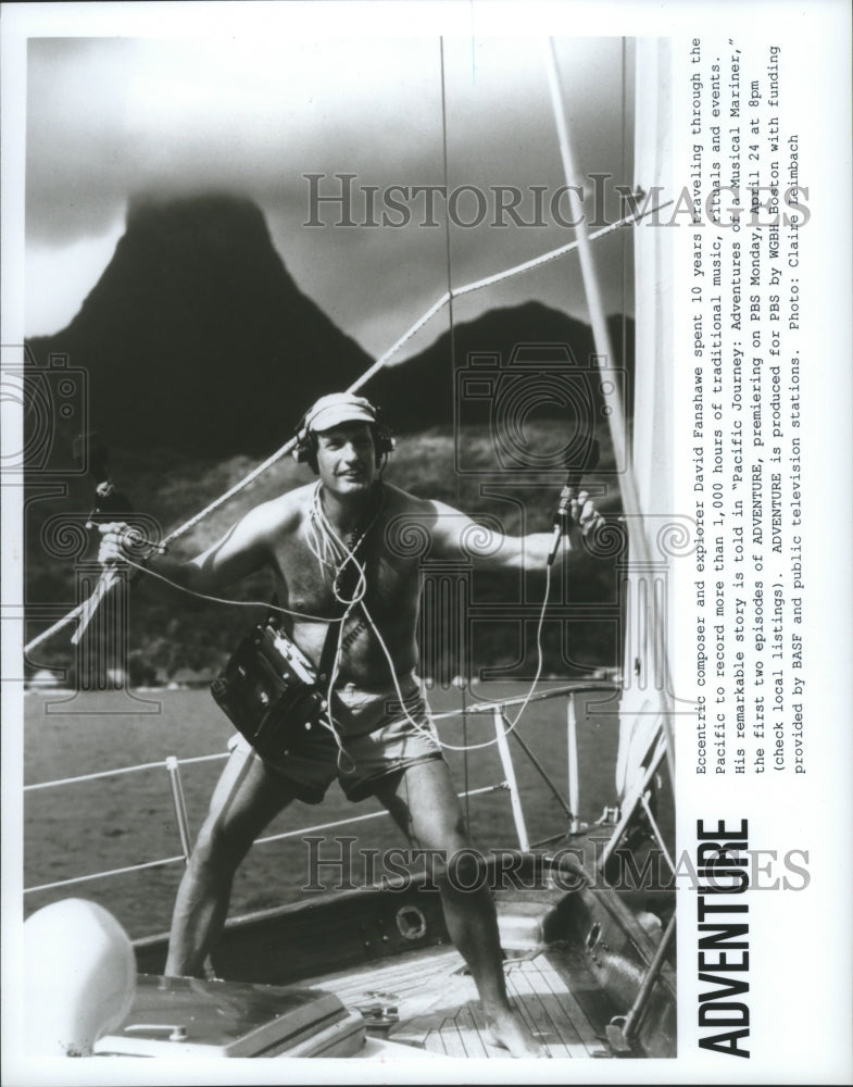 1989 Press Photo David Fanshawe &quot;Pacific Journey: Adventures musical Mariner&quot;- Historic Images