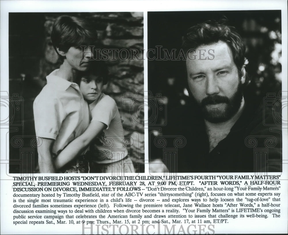 1989 Press Photo Timothy Busfield, Host &quot;Don&#39;t Divorce the Children&quot; Lifetime- Historic Images