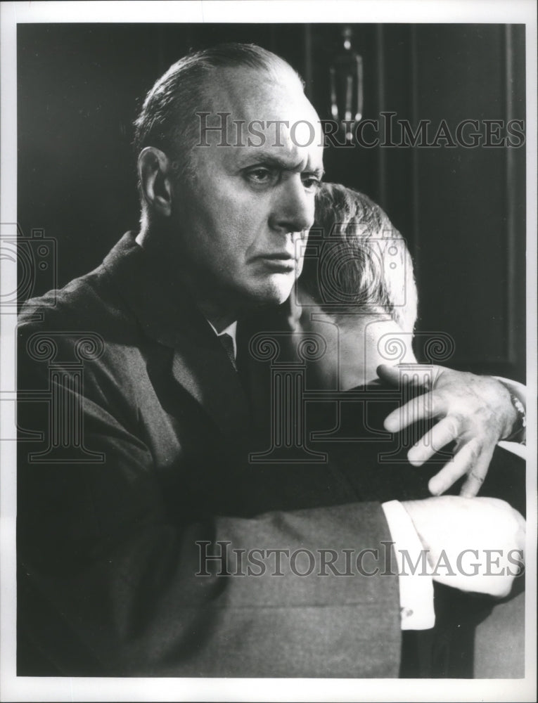 1963 Press Photo Charles Boyer, Barry Justice in &quot;Man and Boy&quot; Broadway Play- Historic Images