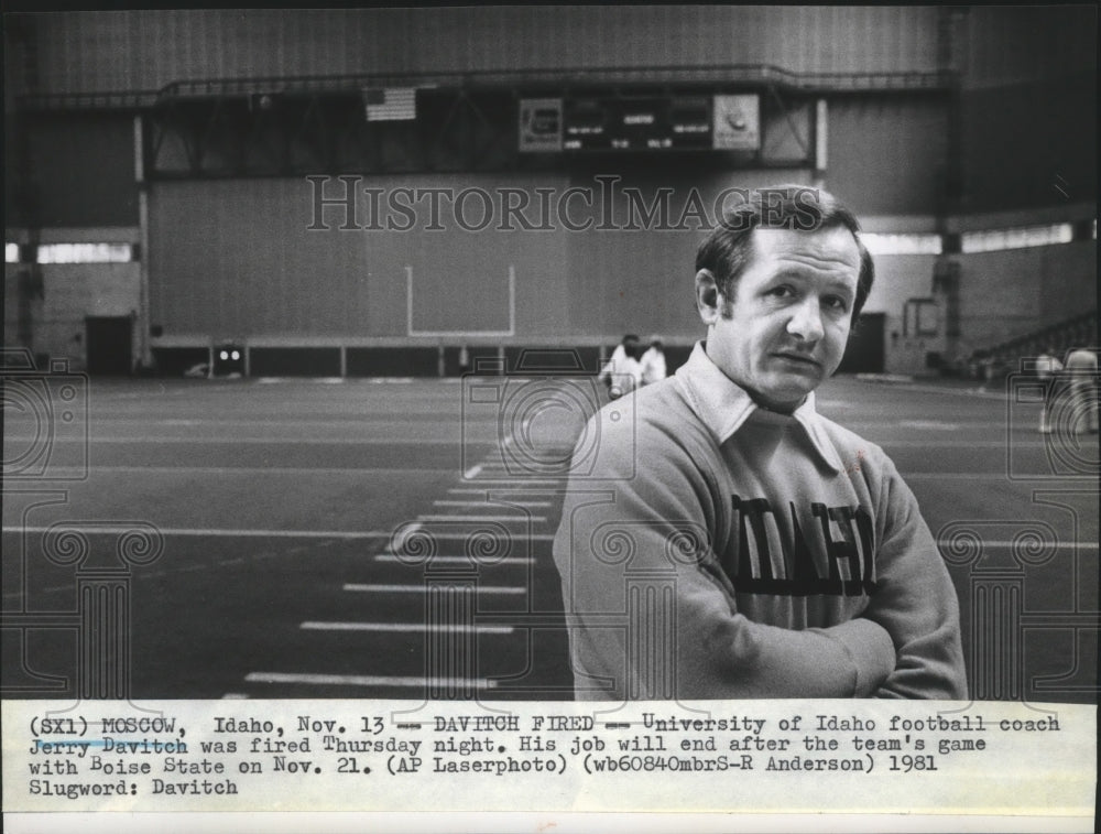 1981 Press Photo University of Idaho football coach Jerry Davitch, fired- Historic Images