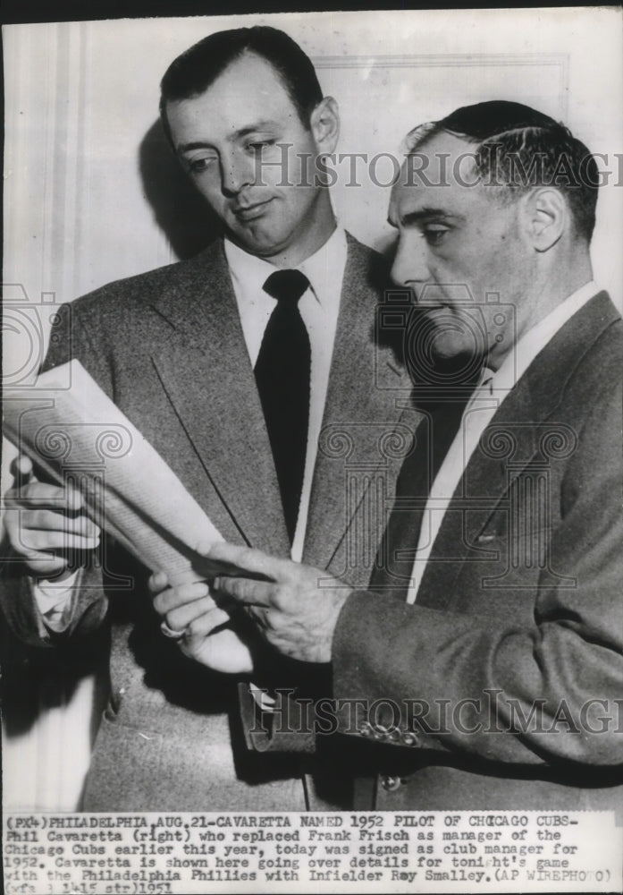 1951 Press Photo Phil Cavaretta named 1952 pilot of Chicago Cubs baseball team- Historic Images