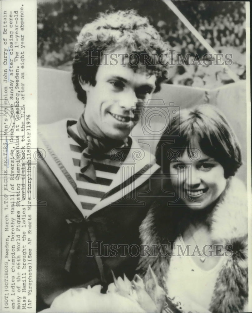 1976 Press Photo Champion figure skaters, John Curry and Dorothy Hamill- Historic Images