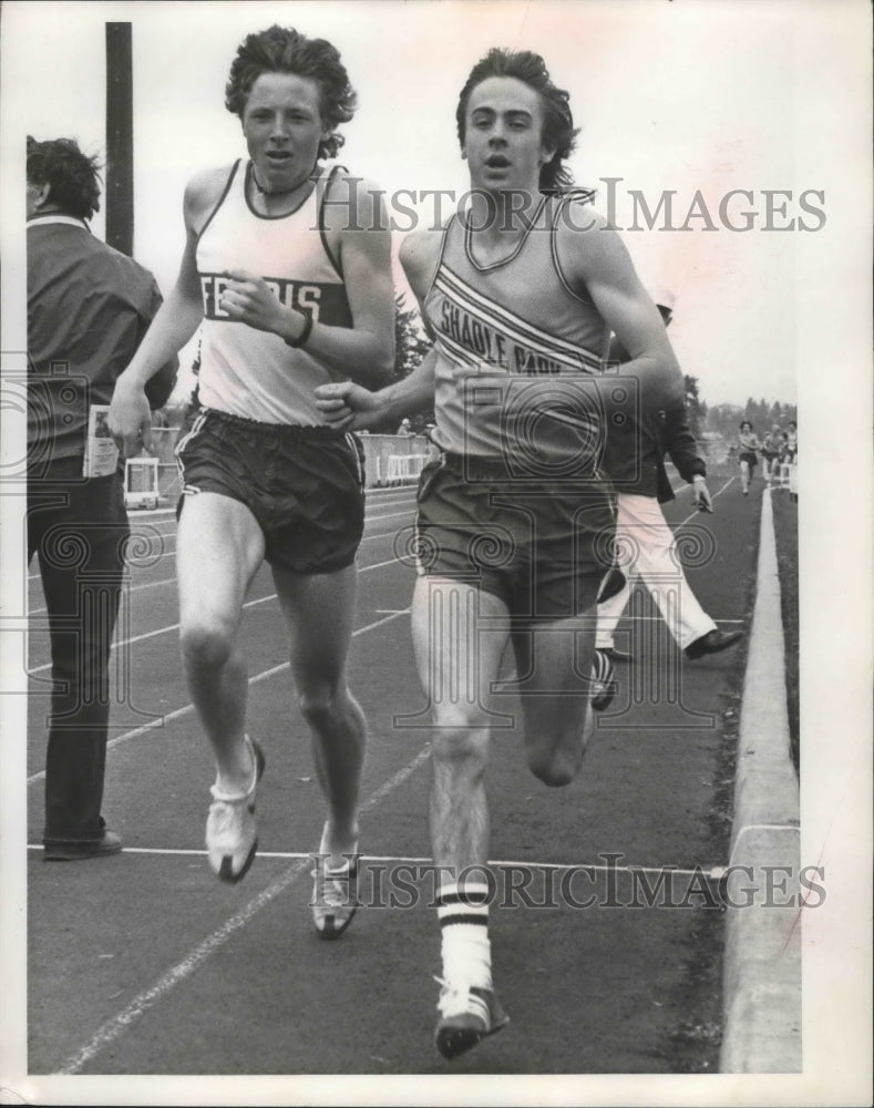 1975 Press Photo Track and field runner Scott Conley at Ferris-Shadle mile race- Historic Images