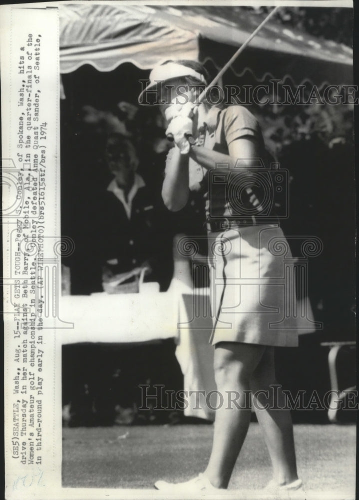 1974 Press Photo Golfer Peggy Conley at Women&#39;s Amateur Golf Championship- Historic Images