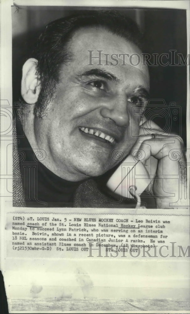 Press Photo St. Louis Blues Hockey team&#39;s new coach, Leo Boivin - sps01366- Historic Images