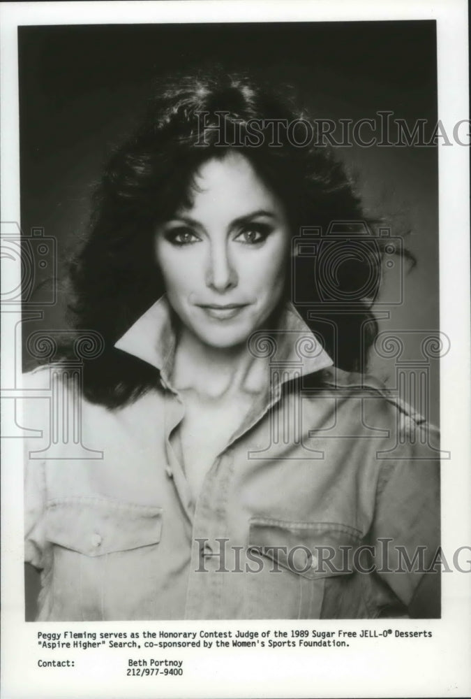 1989 Press Photo Figure skating champ, Peggy Fleming, &quot;Aspire Higher&quot; judge- Historic Images