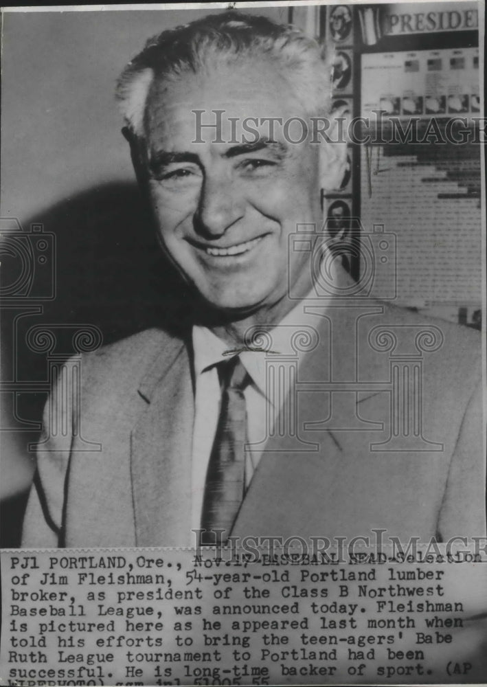 1955 Press Photo Selection of Jim Fleishman as president of the Class baseball- Historic Images