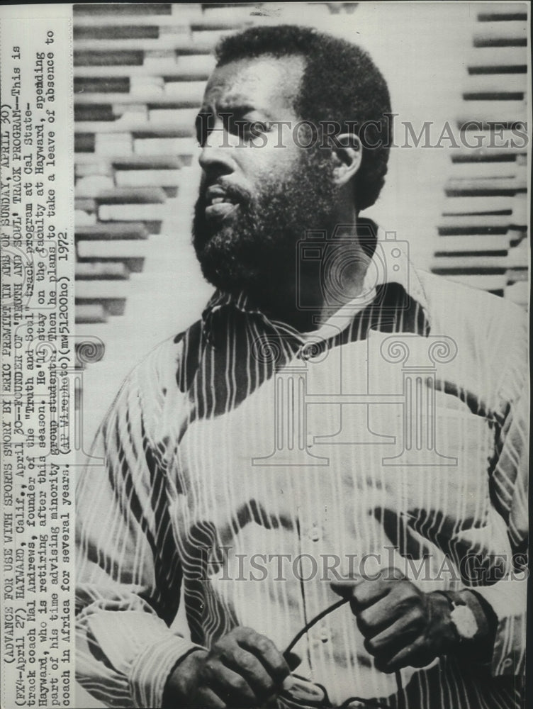 1972 Press Photo Track coach Mal Andrew, founder of the &quot;Truth and Soul&quot; program- Historic Images