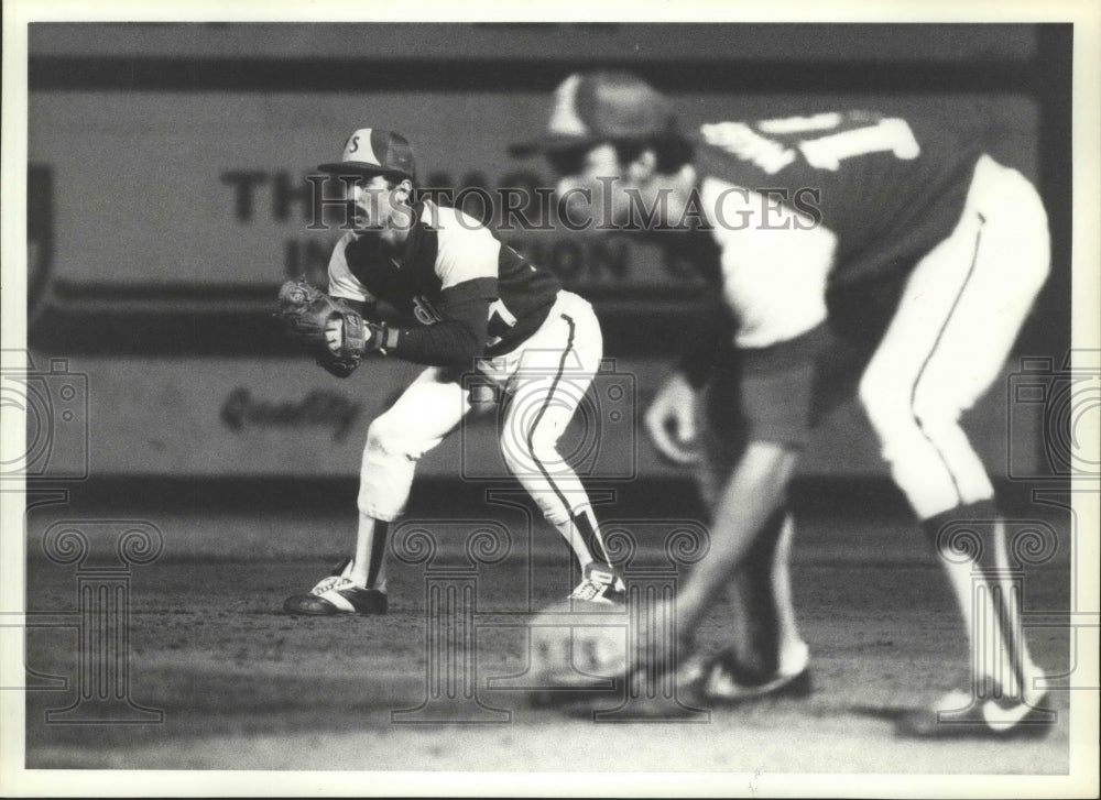 1981 Press Photo Spokane Indians baseball players, Roy Clark &amp; Jim Maler- Historic Images